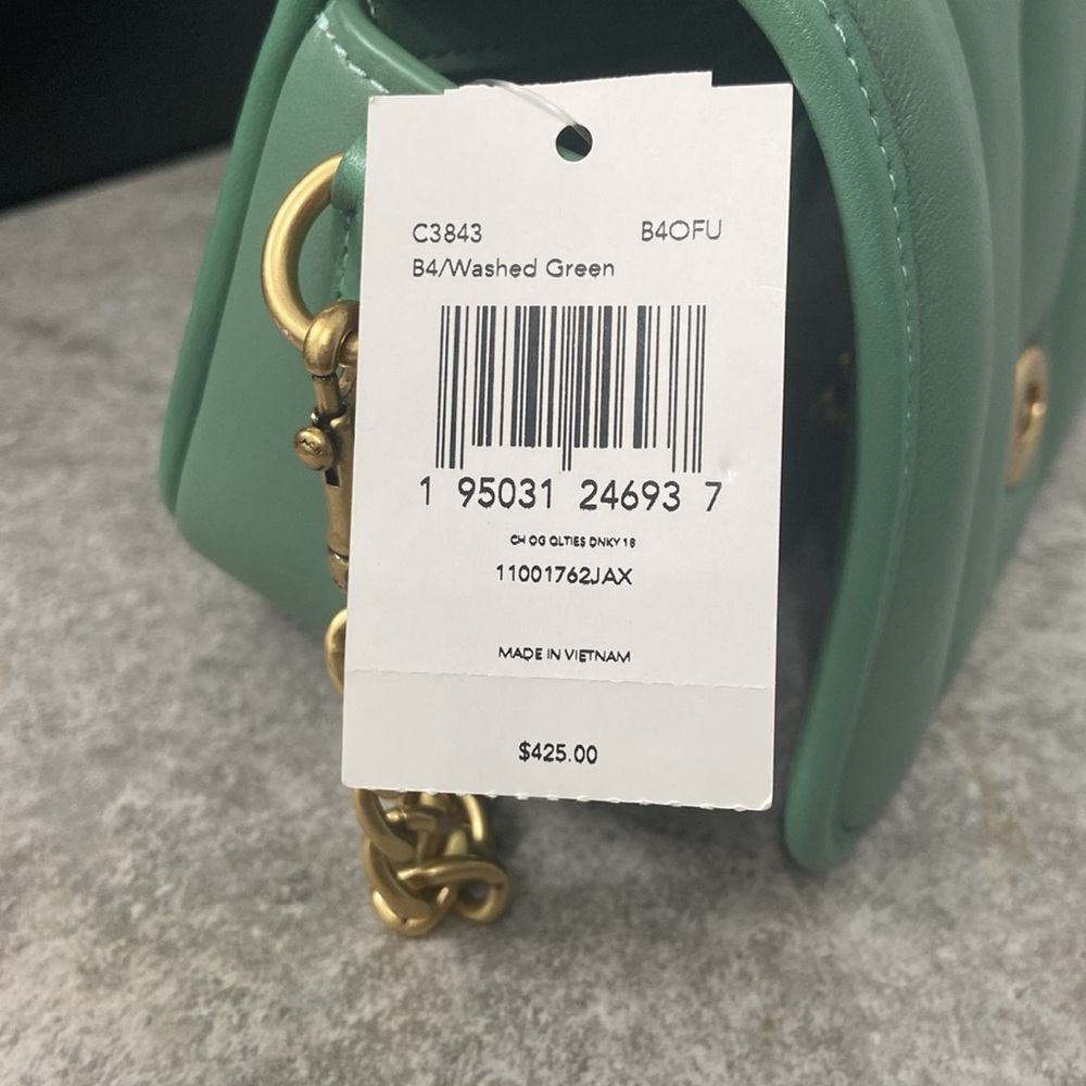 Coach Limited Edition Quilted DinkyGreen Crossbody Bag with Gold Accents - Picture 10 of 10